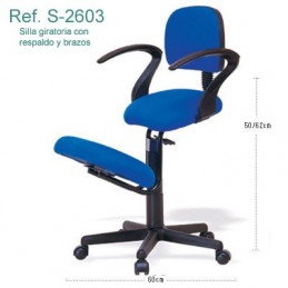 Silla ergonómica con respaldo, apoyabrazos y con ruedas Ecopostural S2603