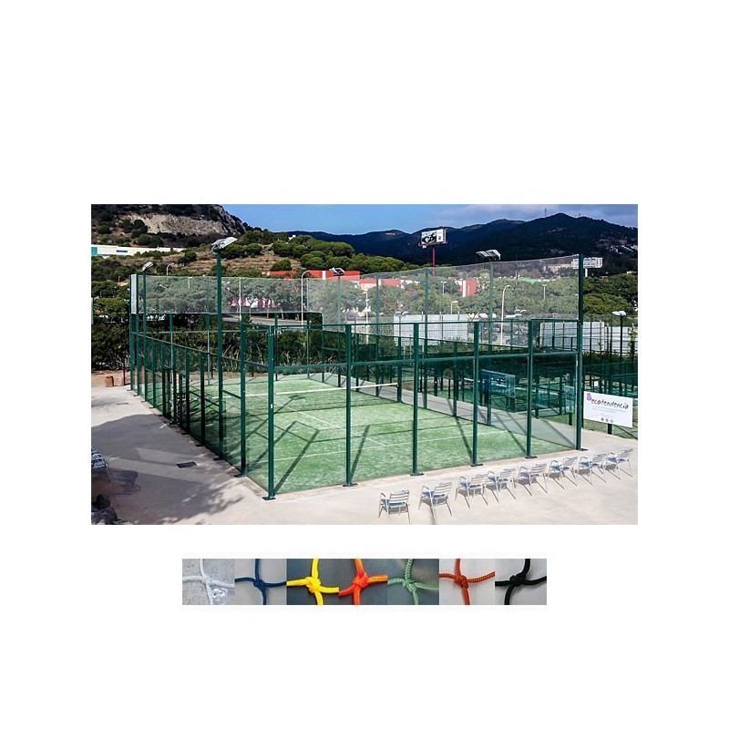 Redes de seguridad y protección pistas tenis, padel, frontenis nylon 2mm y malla 45x45mm
