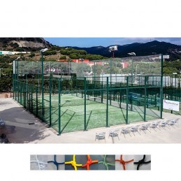 Redes de seguridad y protección pistas tenis, padel, frontenis nylon 2.4mm y malla 45x45mm