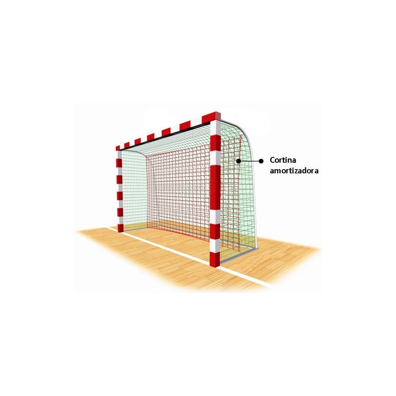 Dos cortinas para portería balonmano fútbol sala polipropileno trenzado sin nudos, 3mm