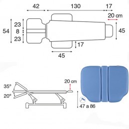 Plano de Camilla hidráulica 2 cuerpos Ecopostural C3745