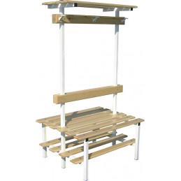 BANCO VESTUARIO DOBLE CON ZAPATILLERO, PERCHA Y ESTANTE SUPERIOR 1,5MT