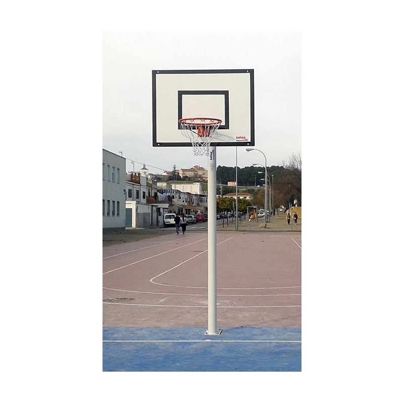 JUEGO CANASTAS MINIBASKET MONOTUBO NEW TUBO 114 MM FIJAS  CON BASE PARA ANCLAJE-SIN TABLERO, ARO