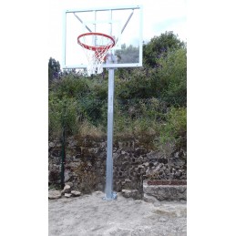 JGO CANASTAS GALVANIZADAS MINIBASKET MONOTUBO NEW TUBO 114 MM FIJAS CON BASE ANCLAJE-SIN TABLERO,ARO