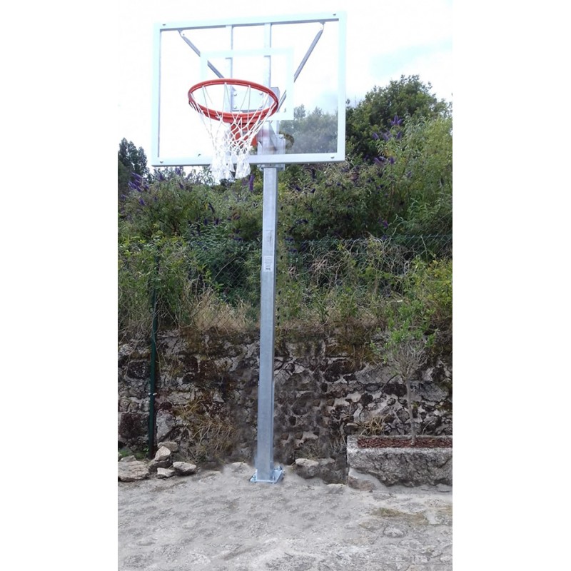 JGO CANASTAS GALVANIZADAS MINIBASKET MONOTUBO NEW TUBO 114 MM FIJAS CON BASE ANCLAJE-SIN TABLERO,ARO