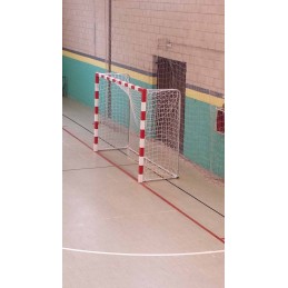 JUEGO PORTERÍAS ALUMINIO BALONMANO-FÚTBOL SALA 80X80 TRASLADABLES CON BASE TUBO REDONDO