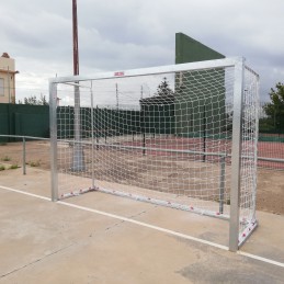 JGO PORTERÍAS GALVANIZADAS F.SALA/BALONMANO METÁLICAS TRASLADABLES 80X80MM CON BASE 80X40MM