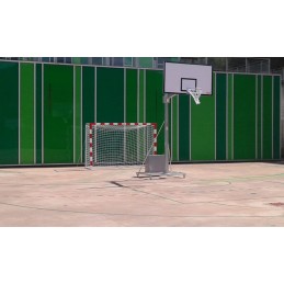 Jgo canastas galvanizadas baloncesto deluxe monotubo trasladables 2 ruedas con carro -sin tableros, aros y redes)