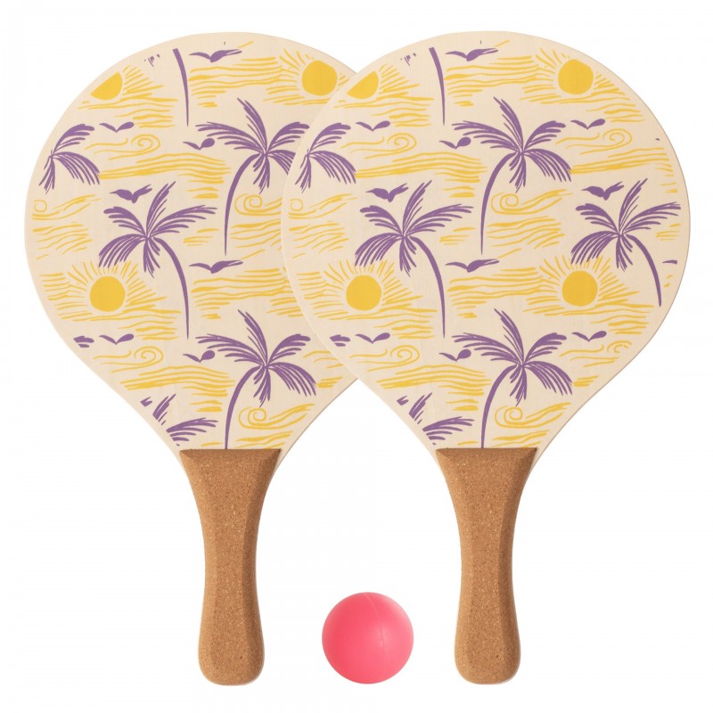 Juego de palas de playa de madera con pelota softee palm