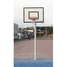 Juego canastas minibasket monotubo new tubo 114 mm fijas  con base para anclaje-sin tablero, aro