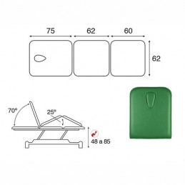 Esquema de la camilla eléctrica 3 cuerpos Ecopostural C3512T13M44