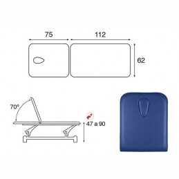 Esquema y movimientos de la Camilla eléctrica 2 cuerpos para masajes y terapias Ecopostural C3523T13M44