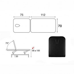 Esquema y movimientos de la Camilla eléctrica 2 cuerpos para masajes, terapias y tratamientos Ecopostural C3541T13M64 