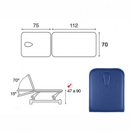 Esquema y movimientos de la camilla eléctrica 2 cuerpos para masajes y terapias Ecopostural C3553T13M64