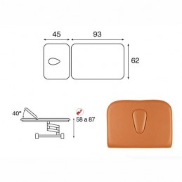 Esquema y movimientos de la camilla eléctrica de 2 cuerpos especial para pediatría Ecopostural C3548T07