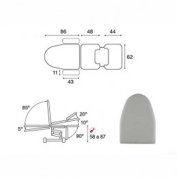 Esquema y movimientos del sillón ginecología eléctrico 3 cuerpos Ecopostural C3565T19 convertible en camilla