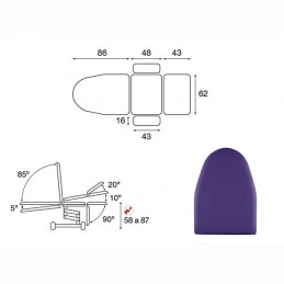 Esquema y movimientos del sillón eléctrico para diálisis y extracciones 3 cuerpos Ecopostural C3569T19 convertible en camilla