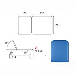 Esquema y movimientos de la Camilla eléctrica Bobath 2 cuerpos Ecopostural C5514T15