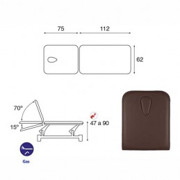 Esquema y movimientos de la camilla eléctrica 2 cuerpos Ecopostural C5533T13M44 para tratamientos, masajes y terapias