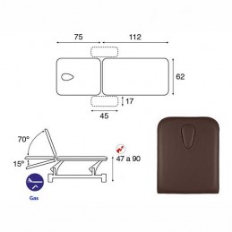 Esquema y movimientos de la camilla eléctrica 2 cuerpos Ecopostural C5534T13M44 para tratamientos, masajes y terapias