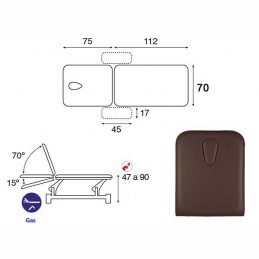 Esquema y movimientos de la camilla eléctrica 2 cuerpos Ecopostural C5534T13M64 para tratamientos, masajes y terapias