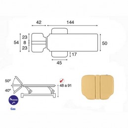 Esquema y movimientos de la camilla eléctrica 2 cuerpos Ecopostural C5535T05 para osteopatía