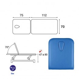 Esquema y movimientos de la Camilla eléctrica 2 cuerpos Ecopostural C5552M64T13 para tratamientos, masajes y terapias