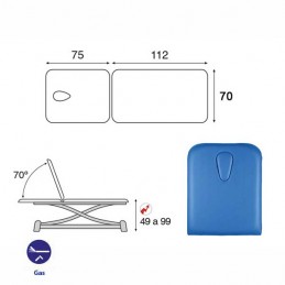 Esquema y movimientos de la Camilla eléctrica 2 cuerpos Ecopostural C7952T13M64 estructura tijera para masajes y tratamientos