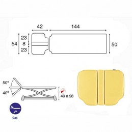 Esquema y movimientos de la camilla eléctrica de 2 cuerpos con estructura de tijera Ecopostural C7946T05 osteopatía, tratamiento