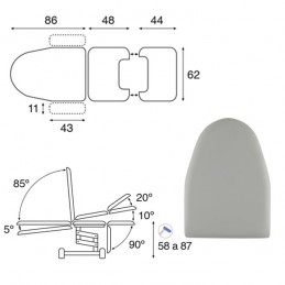 Plano de Camilla hidráulica multifuncional ginecología 3 cuerpos C3765