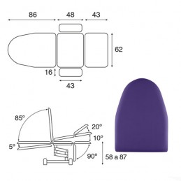 Esquema de Camilla hidráulica multifuncional diálisis 3 cuerpos Ecopostural C3769