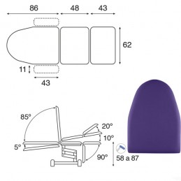 Esquema de Camilla hidráulica multifuncional 3 cuerpos C3771