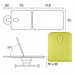 Esquema y movimientos Camilla eléctrica madera 2 cuerpos Ecopostural C6202M64